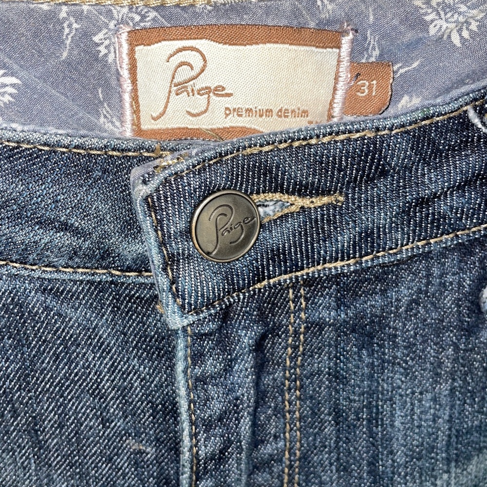 EUC Paige Benedict Canyon Relaxed Fit Embroidered Pocket Jeans Size 31 - Picture 4 of 9